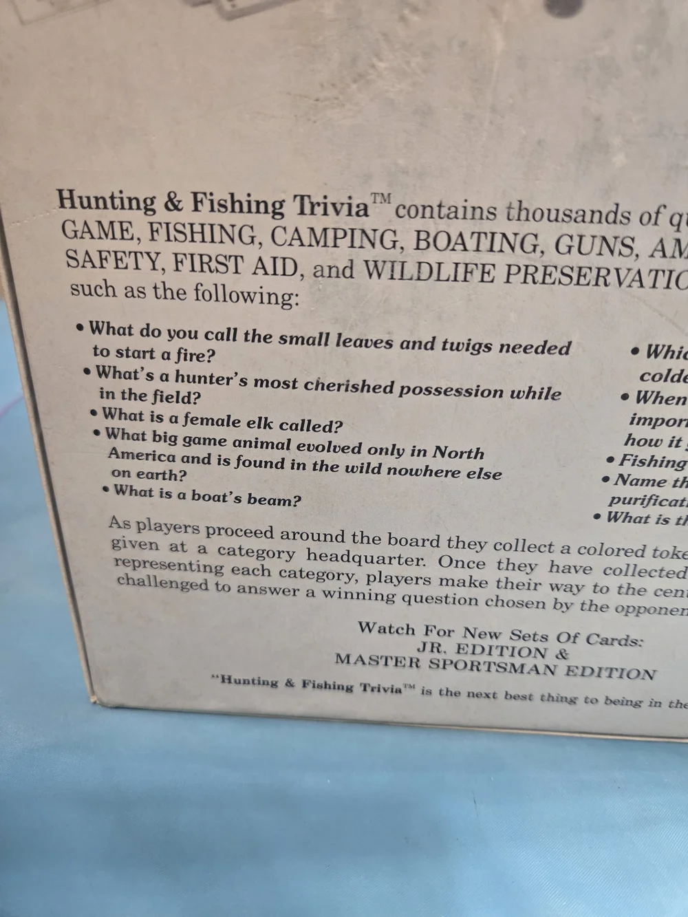 VTG Hunting and Fishing Trivia Made In USA 1985 Mountainman Enterprises